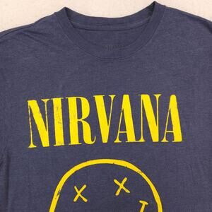 Nirvana Band Casual Crew Neck Graphic Shirt Adult Mens Size Large L Navy